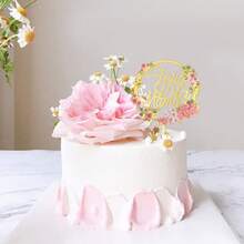1个/3个亚克力花“Feliz Dia Mama”西班牙语母亲节蛋糕装饰插牌，适合母亲节生日派对蛋糕装饰 - 彩色 - 查看 3