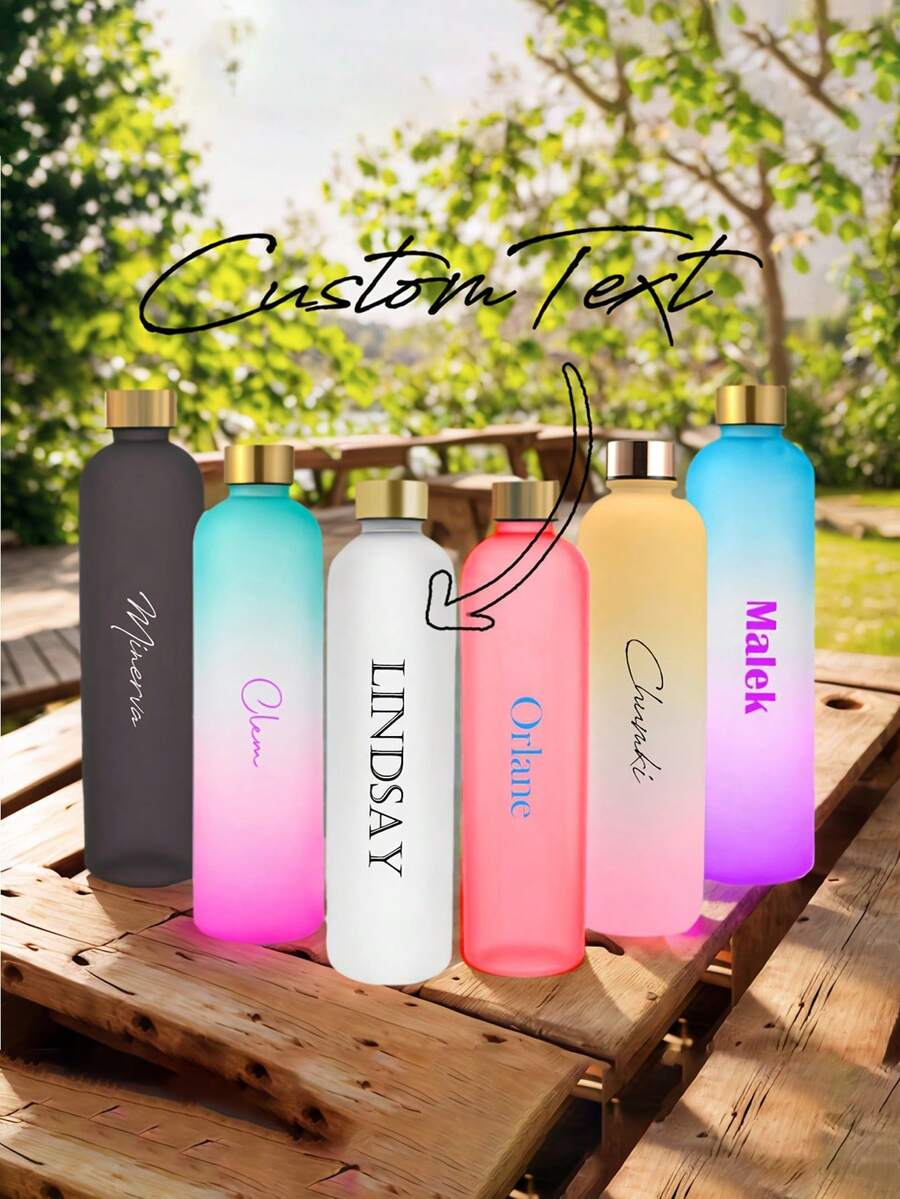 Customized Sports Water Bottle, Personalized With Text And Graphics, A Stylish White Travel Mug Featuring Time Markers; High-Capacity Drinkware For Juice, Coffee, And Cold Water, Ideal For Outdoor Adventures, Camping, Picnics - Multicolor - View 1