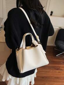 Women's Handbag, Fashion Minimalist Business Commute Khaki Tote Bag, Adjustable Shoulder Strap - Khaki - View 7