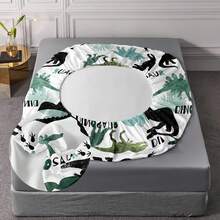 3 Pcs Fitted Sheet Set, Twin/Full/Queen Size Bed Sheet Set, Dinosaur Pattern Sheet Set, 1 Fitted Sheet And 2 Pillowcases, 13 Inch Deep Pocket - 恐龍78 - 查看 4