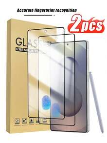 2 piezas Protector de pantalla de vidrio templado de diseño curvo compatible con Samsung S21/S21 Plus/S22/S22 Plus/S23/S23 Plus/S24/S24 Plus/S24 Ultra/S25/S25 Plus/S25 Ultra/S26 Ultra/S26/S26 Plus, desbloqueo de huella digital, borde negro estrecho, resistente al agua, antihuellas, antideslizante, antirayones, antióleo - transparente - Ver 31