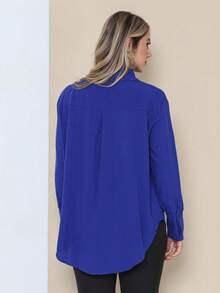 Women Blouses - Royal Blue - View 2