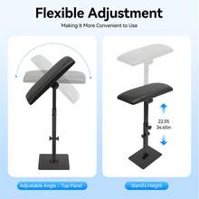 Adjustable Tattoo Armrest Stand 22-35 Inch Height 360° Rotation Aluminium Alloy Comfortable Sponge Wide PU Pad Table Station Professional Personal Care Tattoo Machine Accessory For Studio & Salon - 黑色 - 查看 3
