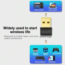全新升级版 USB 蓝牙 6.0 (LMP:14.5X) 无线适配器，兼容 Windows 11/10/8.1 电脑，适用于无线鼠标、键盘、耳机、蓝牙音箱和蓝牙打印机。 - 查看 4