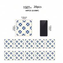 20片蓝色花卉图案自粘墙纸，可移除、防水、防潮且易于清洁。适用于厨房瓷砖、餐桌、客厅墙壁、卧室、浴室、办公室和健身房。清洁方便。这款春季主题墙贴为您的家增添活力。Rama装饰贴纸是绝佳的生日或毕业礼物，可用于家居装饰。也可用作床头板装饰、自粘瓷砖或花园装饰（本产品为装饰贴纸，并非真正的瓷砖）。 - 多款 - 查看 14