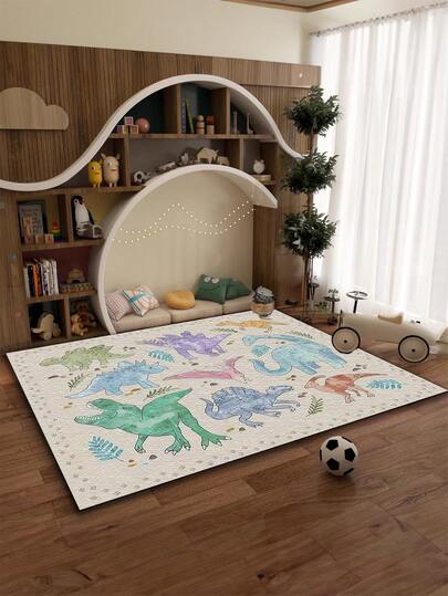 1pc High-Quality Velvet Children's Area Rug, Soft Playroom Mat, Machine Washable, Multiple Sizes Available, Cute Animal & Creative Pattern Decorative Carpet
