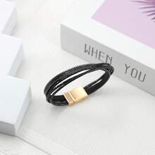 新波西米亚风圣诞节和情人节轻便磁性皮革手链 - 咖啡 - 查看 6