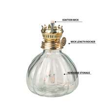 Vintage Glass Kerosene Lamp, Retro Tabletop Home Decor - 1PC - View 10