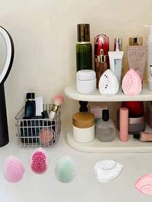 Makeup Sponge Storage Box, Egg-Shaped Makeup Sponge, Sponge Display Rack - Fashionable Storage Box, Ventilated Design, Portable, Durable Plastic Structure With Holes For Good Breathability - Multicolor - View 5