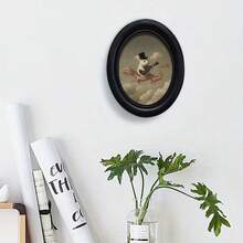 Gothic Style Oval Picture Frame, Featuring Two Bats And Peach Tree Design - Handcrafted Fiberboard Wall Art, Size 4.16X5.25 Inches, Perfect For Home And Office Decor - J - View 5