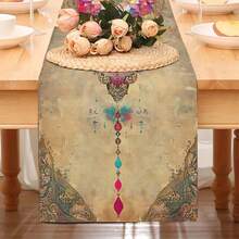 1pc/7pcs Set Waterlily Art Table Runner, Vintage Decor Cloth, Indoor & Outdoor Space Decoration, Can Be Used In Foyer, Coffee Table, Living Room To Add Fresh Ambiance For Daily Dining And Holiday Celebration - Multicolor - View 2
