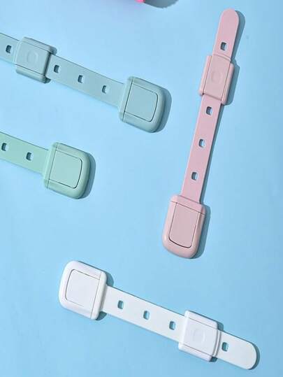 2pcs Baby Safety Locks, No Drilling Required, Adjustable Strap Length, Quick & Easy Adhesive Drawer Locks, For Child Safety Protection, Adhesive Cabinet Locks, Multipurpose For Fridge, Oven, Toilet Lid, Trash Can Etc, Durable ABS Plastic With Adhesive Strips