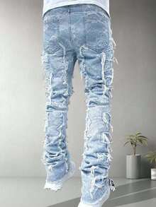 Quần jean denim rách dáng casual dành cho bé trai tuổi teen - Màu xanh nhạt - Xem 2