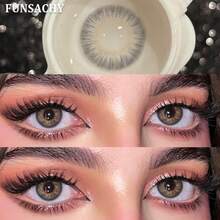 FUNSACHY 1對 (-0~-8.00) 近視彩妝隱形眼鏡，年拋，直徑14.0mm，適合日常配戴、約會與節日活動，可放大眼睛，適用於萬聖節裝扮與Cosplay - MANILA-GRAY - 查看 4