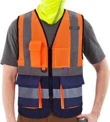 Pink Reflective Safety Vest For Women, Working Safety Gear With Strips, High Visibility Work Vest For Construction, Medium - 橘色海軍網眼 - 查看 12