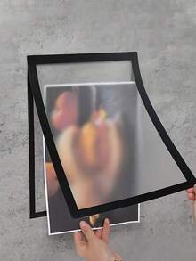 3pcs HUUPRO Magnetic Self-Adhesive Photo Frame - Portable Wall-Mounted Plastic Photo/Document Display Frame, Suitable For Photos, Magnetic Whiteboard, Minimalist Decor - Magnetic Frame, File Folder (No Screws/No Installation Required) - A6 - View 2