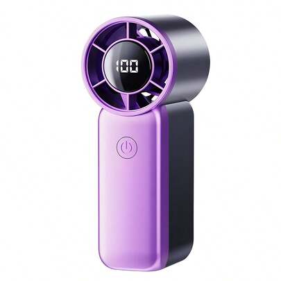 带显示屏的手持式电风扇 - 超便携，强劲涡轮风力，适用于户外露营、徒步旅行、办公室和化妆 - 轻巧可充电设计