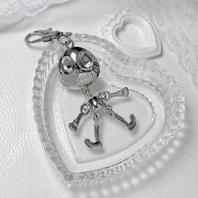 1个男女通用哥特嘻哈个性化金属钥匙扣吊坠，创意外星人和机器人手机壳挂饰 - 銀色 - 查看 4