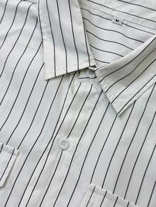WAIT HIM Men's Casual Cargo Short Sleeve Shirt - White - View 5