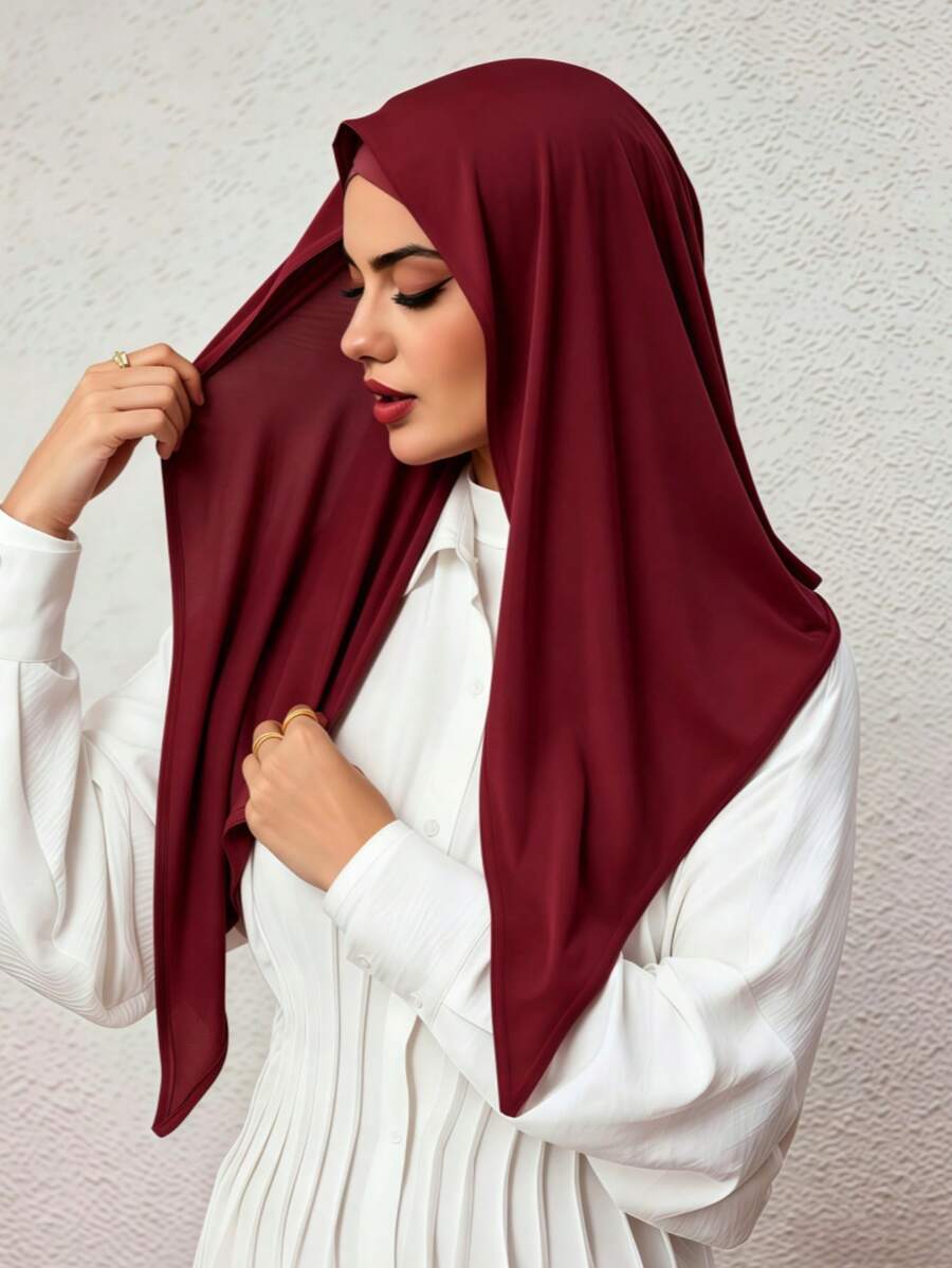 قطعة واحدة من الحجاب الثلاثي الفوري، تصميم ربط كامل، لف سريع بدون انزلاق، بدون قبعة أو مطلوب، مناسب للارتداء اليومي والصلاة والخروج