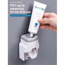 2-In-1 Automatic Toothpaste Dispenser And Wall-Mounted Toothbrush Holder - With 2 Toothbrush Slots, No-Drill Adhesive Bathroom Storage Rack Made Of Durable Plastic, Suitable For Countertop Or Wall Mounting, Hygienic Design, Easy To Clean, Modern Bathroom Accessory - Multicolor - View 7