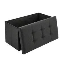Ottoman Storage Bench With Lid | Foldable Multifunctional Footrest Stool, Toy Chest & Long Shoe Bench For Living Room, Bedroom & Apartment - 黑色的 - 查看 1