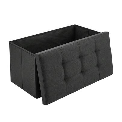 Ottoman Storage Bench With Lid | Foldable Multifunctional Footrest Stool, Toy Chest & Long Shoe Bench For Living Room, Bedroom & Apartment