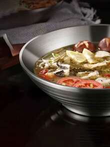 1 tô mì ramen bằng thép không gỉ 304, kiểu Nhật Bản, hình loa kèn, thích hợp cho mì Ý, salad, cơm trộn. - Bạc - Xem 3