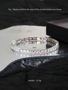 1pc Cubic Zirconia Full Rhinestone 18K Gold Plated Luxury Unisex Hip Hop Women's Bracelet Gift For Party Wedding Daily Wear - DV1BS88006 - View 3