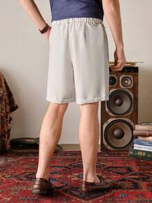 VeloEdit BermudaMen's White Casual Business Shorts, Spring/Summer Men's Dress Shorts Men's Khaki Shorts Old Money - Apricot - View 8