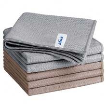Waffle Pattern Cleaning Cloths Reusable Absorbent Microfiber Cleaning Cloths Lint Free Microfiber Kitchen Towels 6 Pack Gray 11.8 X 11.8 Inch - Xám - Xem 1