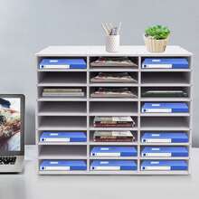 Leeamhome 24 Compartment PVC Desktop Mail Sorter Literature Organizer 132lbs Load Document Storage Rack For Office Classroom Home Paper Sorting - 24 Compartment Literature Organizer - View 1