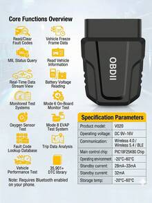 OBD2 Bluetooth Wireless Car Diagnostic Scanner Tool Compatible With IOS And Android, Performance Testing, Bluetooth 5.4/4.0, Vehicle Fault Code Reading And Clearing, Real-Time Data, Dedicated App - A - View 10