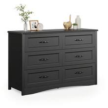 Asofer 6 Drawer Dresser Bedroom, Multi-Drawer Storage Cabinet With Metal Handles,  Anti-Dumping  For Entrances, Corridors,Sturdy And Spacious,Room Decoration, Black - 黑色 - 查看 1