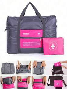 1pc Multi-Functional Portable Foldable Travel Storage Large Capacity Handheld Trolley Luggage Organizer Bag, Travel Essentials - Multicolor - View 3