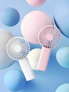 1件/套 手持式USB風扇，可攜式充電風扇，3段風速模式，300mAh電池，2W輸出功率，附底座可當手機/平板支架使用，適合戶外活動、海灘、辦公室、學校與居家，女孩與嬰兒適用涼感風扇 - 彩色 - 查看 5