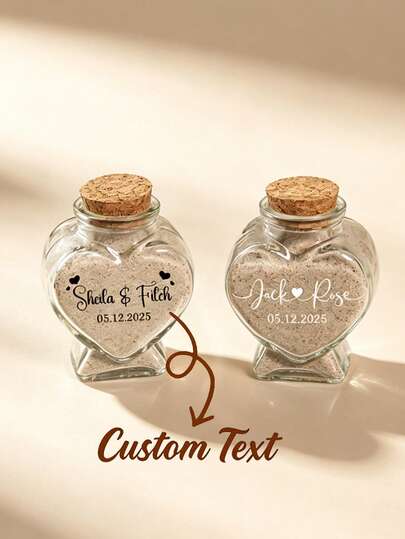 Customizable Heart-Shaped Sand Bottle With Stopper - Wedding Souvenirs, Home Decor, Unique Honeymoon Gifts For Couples, Romantic Beach Wedding Favors/Beach Wedding Gifts, Mother's Day Gifts, Wedding Guest Favors And Romantic Collectibles