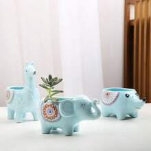 [Ceramic Animal Garden] Hand-Painted Alpaca Succulent Planter, Ceramic Material, Handmade, 3pcs/Set, Great Gift - Tao Meng Zoo - View 2
