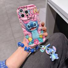 This Disney Stitch Lanyard Phone Case Is Fully Covered In TPU Material. It's Shockproof, Lightweight, And Compatible With IPhone17/16/11/13/15/15 Plus/15 Pro/15 Pro Max/12/14 Pro Max/11 Pro Max/12 Pro/12 Pro Max/13. This Phone Case Makes A Popular Birthday Gift Or Business Gift; It's Durable, Stain- And Fingerprint-Resistant, And Suitable For Both Men And Women. The Set Also Includes A Mickey Mouse Phone Case And A Stitch Plush Bracelet. It's A Perfect Gift For Friends And Family. This Stylish Phone Case Is Fun, Lightweight, And Durable. IPhone17 Pro Max Phone Case, Angel Phone Case. - trắng - Xem 6