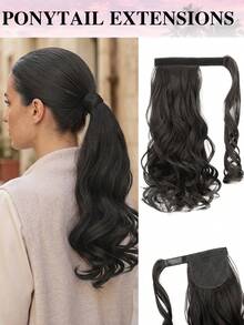 14" Wavy Ponytail Extension- Natural Curly Synthetic Hairpiece For Women, Lightweight& Secure Clip-In Design - Multicolor - View 10