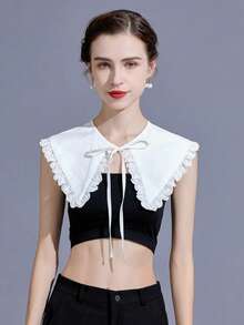 1pc Women's Detachable Adjustable Dickey Shirt Collar, Casual Breathable Sun Protection For Clothing, Suitable For Spring & Summer For Dress For Christmas Decor - White - View 10