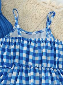 3pcs/Set Girls Floral Print Cami Dress + Solid Color Button Cami Dress + Plaid Print Patchwork Button Decor Cami Dress, Perfect For Summer Daily, Vacation And Party Wear - Multicolor - View 9