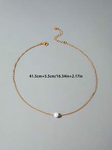 imoli 1pc Fashionable Minimalist Resin Faux Pearl Necklace, Jewelry Gift Suitable For Women's Daily Wear - 4583-nek-g-1-eP - View 7