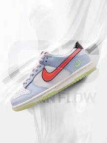 Nike Dunk Low Smiley Swoosh White Hydrogen Blue Crimson (GS)– Order Sneakers– Shoes For Women - Vintage-Spring & Summer-Inspired Running Shoes, Shock-Absorbing Comfort, Gym To Streetwear Casual Wear -Mother's Day Gifts-Father's Day Gift-IR0614 100 - White/Hydrogen Blue/Black/Flash Crimson - 查看 1