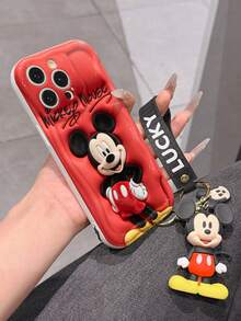 This Disney Mickey Mouse Lanyard Phone Case Is Fully Covered In TPU Material. It's Shockproof, Lightweight, And Compatible With IPhone17/16/11/13/15/15 Plus/15 Pro/15 Pro Max/12/14 Pro Max/11 Pro Max/12 Pro/12 Pro Max/13. This Phone Case Makes A Popular Birthday Gift Or Business Gift; It's Durable, Stain- And Fingerprint Resistant, And Suitable For Both Men And Women. The Set Also Includes A Mickey Mouse Phone Case And A Mickey Mouse Plush Bracelet. It's A Perfect Gift For Friends And Family. This Stylish Phone Case Is Fun, Lightweight, And Durable. IPhone17 Pro Max Phone Case, Minnie Mouse Phone Case. - White - View 4