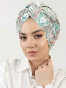 1pc New Printed Headscarf, Twist Turban Hat, Versatile Women Headwrap Cap - Printing - View 8