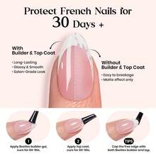 Beetles 210 Pcs Soft Gel French Tips Press On Nails - Pink French Tip Nails Medium Almond Fake Nail Tips, False Nails Art DIY Gift For Women - 210Pcs Medium Amlond - 查看 5