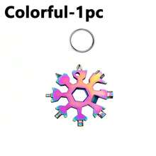 1pc 18-In-1 Mini Snowflake Wrench, Durable Hex & Octagon Socket Wrench With Keychain, Portable Card Design, Stainless Steel Screwdriver, Essential Multifunctional Tool For Outdoor Camping, Hiking, Cycling, Travel, Home Repair - Multicolor - View 8