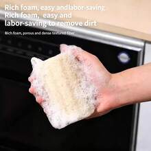 1/3/5 miếng bọt biển rửa chén bằng xơ mướp, miếng cọ rửa chén bằng bột xơ mướp, khăn lau dày có thể tái sử dụng. - Màu Mù tạt vàng - Xem 4