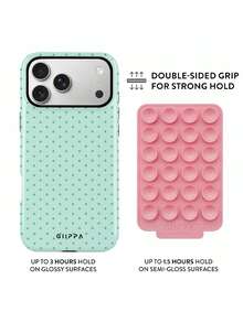 GIIPPA 1 Set Pink Suction Cup + Polka Dot Smooth Texture Phone Case, Suitable For IPhone 17, 17 Air, 16, 15, 14, 13, 12, 11, Pro Max, Plus, X, XS - Mint Green - View 3